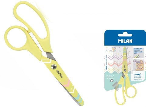 Tijera ESCOLAR MILAN BASIC AMARILLO PASTEL, 1 UDS. EN BLISTER