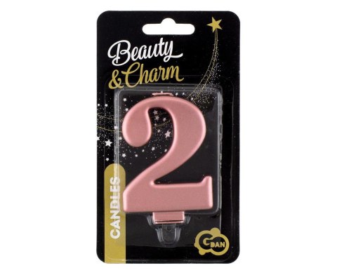 VELON NUMERO 2, ORO ROSA METALIZADO, 8.0 CM PF-SCRZ2 GODAN