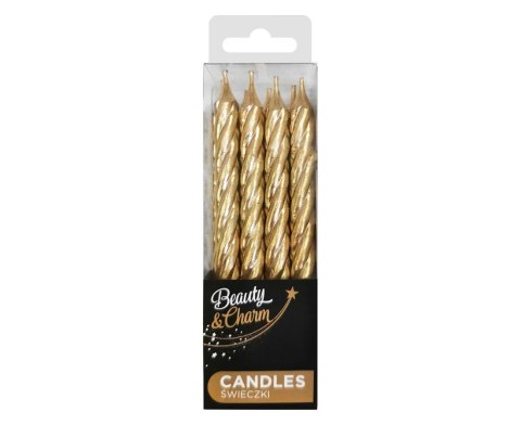 VELAS B&C CON SOPORTES, TORNILLO DORADO, 8 CM, 12 UDS. GODAN