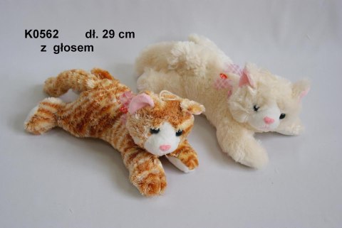 PELUCHE GATO CON VOZ 29CM ACOSTADO CON LAZO SUN-DAY K0562 SUN-DAY