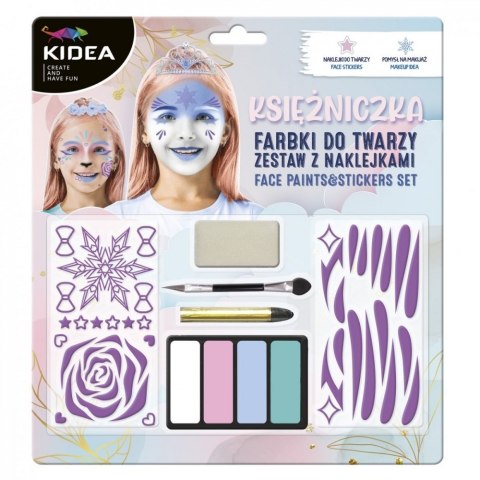 PINTURAS FACIALES 4 COLORES CON ACCESORIOS PRINCESA KIDEA FDTZNKKA DERFORM