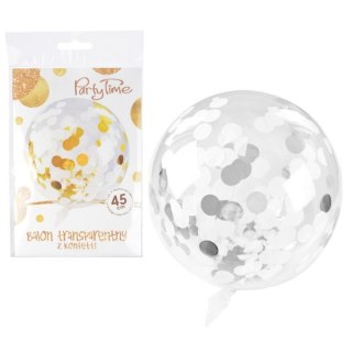 GLOBO FOIL 45 CM TRANSPARENTE CON CONFETI PLATA ARPEX BLF0034SRE ARPEX