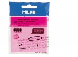 NOTAS ADHESIVAS ROSA MILAN FLUO TRANSPARENTE 76 X 76 MM, 50 UDS MILÁN