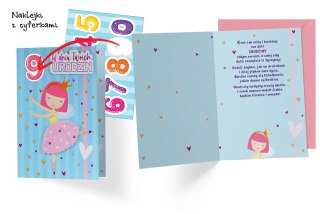 CARNET DKP-049 CUMPLEAÑOS INFANTIL NÚMEROS INTERCAMBIABLES, TARJETAS PRINCESA PASIÓN - TARJETAS