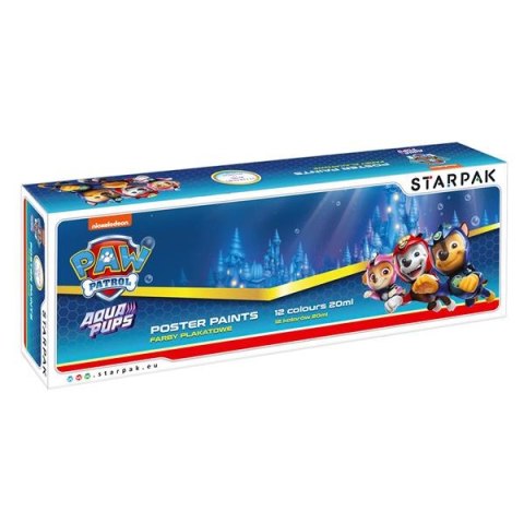 CARTEL PINTURAS 12 COLORES 20ML PAW PATROL AQUA STARPAK 514745 STARPAK