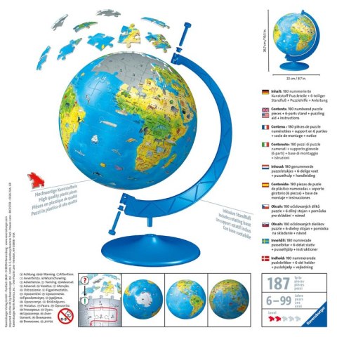 Globo terráqueo en inglés | Rompecabezas 3D 180 piezas.