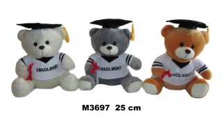 PELUCHE LAZO 25CM SENTADO EN ROPA GRADUADO SA DOMINGO