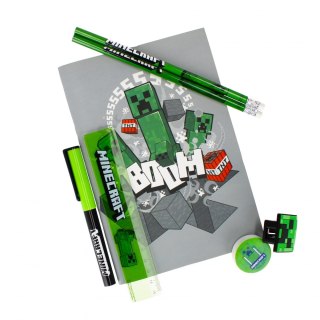 LIBRETA BOLIGRAFO LAPIZ 2PCS REGLA BORRADOR SHARPER MINECRAFT STK ZES114