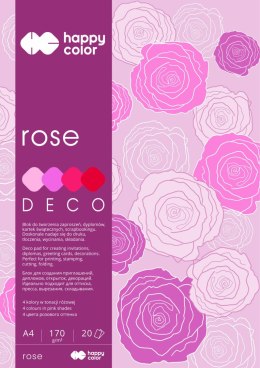 Happy Color Deco Rose Bloc A4 4 colores 20 hojas, 170g, rosa y rojo