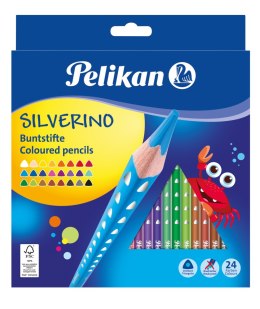 Lápices de colores triangulares Pelikan silverino 24 colores