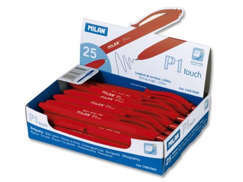 BOLIGRAFO MILAN P1 TOUCH ROJO, CAJA 25 PIEZAS.