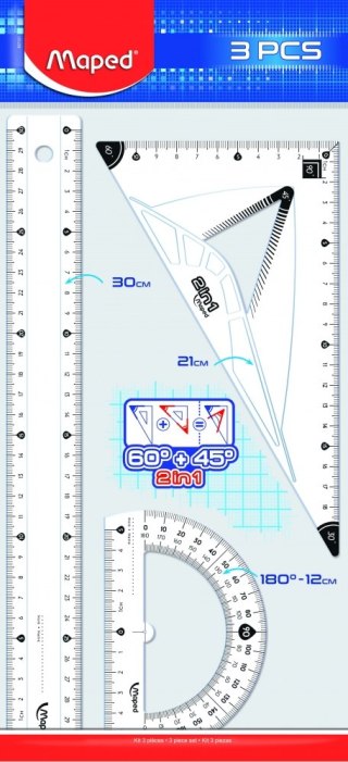 KIT INICIO MAXI 3 ELEM. REGLA 30CM IGUAL. ÁNGULO. 40 MAPED BOLSA MAPED