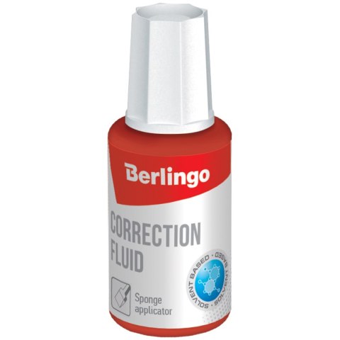 BERLINGO CORRECTOR LÍQUIDO, 20 ML, BASE DISOLVENTE, ESPONJA APLICADORA CDC