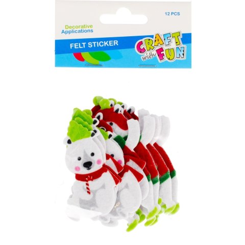 ADORNO AUTOADHESIVO DE FIELTRO DECORATIVO OSO DE NAVIDAD CRAFT WITH FUN 480003