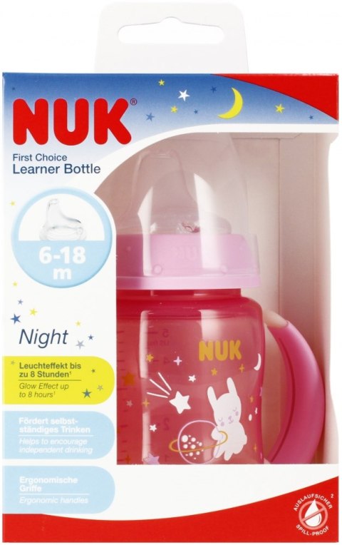 NUK MP BUTELKA 150 ML 6M Z UCHWYTEM FIRST CHOICE NIGHT RÓŻOWA 10215326 NUK