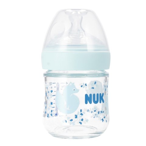 NUK MP BUTELKA SZKLANA ZE SMOCZKIEM S 120 ML NATURE SENSE NIEBIESKA 10747110 NUK