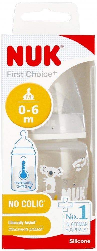 NUK MP BUTELKA Z WSKAŹNIKIEM TEMP.150 ML 0-6M FIRST CHOICE POPIELATA 10743875 NUK