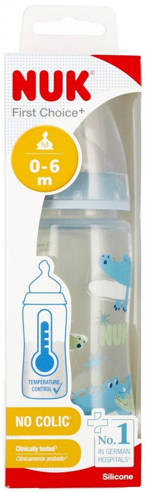 NUK MP BUTELKA Z WSKAŹNIKIEM TEMP. 300 ML 0-6M FIRST CHOICE NIEBIESKA 10741926 NUK