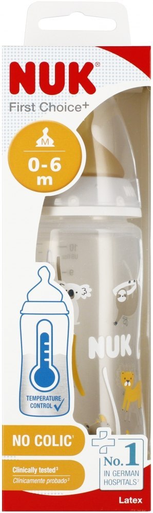 NUK MP BUTELKA Z WSKAŹNIKIEM TEMP. 300 ML 0-6M FIRST CHOICE POPIELATA 10741927 NUK