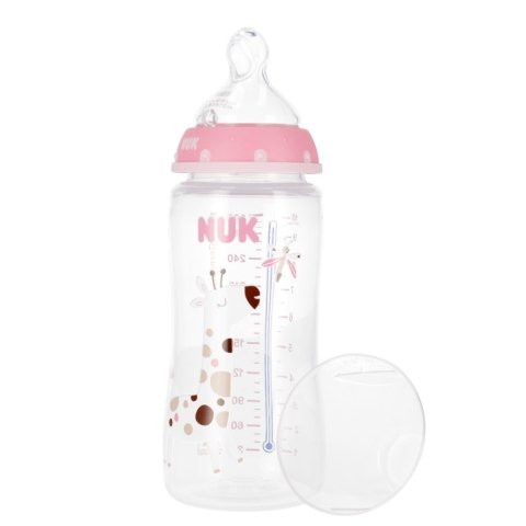 NUK MP BUTELKA Z WSKAŹNIKIEM TEMP. 300 ML 6-18M FIRST CHOICE RÓŻOWA 10741103 NUK