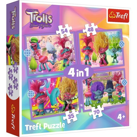 PUZZLE 4W1 PRZYGODY KOLOROWYCH TROLLI TREFL 34622 TR TREFL