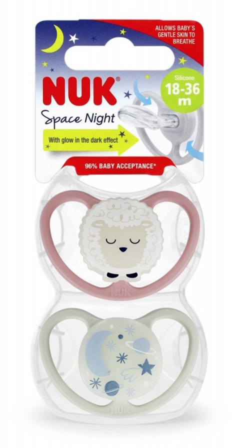 NUK MP SMOCZEK USPOKAJAJĄCY SILIKONOWY 18-36M SPACE NIGHT OWCA OP.2 SZT. 10739658 NUK