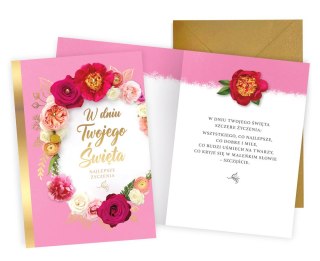 KARNET PR-484 W DNIU TWOJEGO ŚWIĘTA KWIATY PASSION CARDS - KARTKI