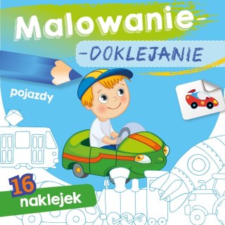 KSIĄŻECZKA 15X15 CM MALOWANIE-DOKLEJANIE. POJAZDY NAKLEJKI SKRZAT 159949 SKRZAT