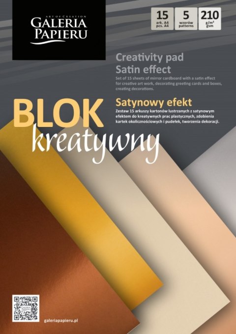 PAPIER KOLOROWY A4/15K SATYNOWY 210G GALERIA PAPIERU ARGO 258003 ARGO