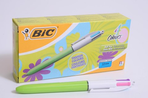 DŁUGOPIS AUTOMATYCZNY BIC 4 COLOURS FASHION PUDEŁKO 12 SZT. BIC