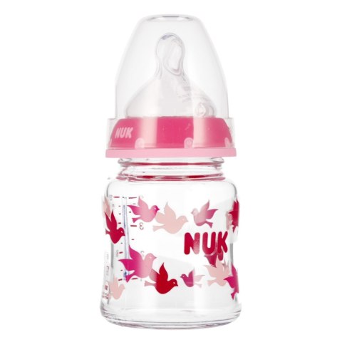 NUK BUTELKA SZKLANA Z WSKAŹNIKIEM TEMP. 120 ML 0-6M FIRST CHOICE RÓŻOWA 10747114 NUK