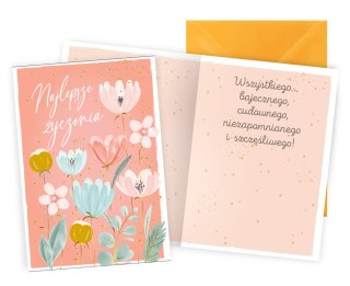 KARNET PR-495 NAJLEPSZE ŻYCZENIA KWIATY PASSION CARDS - KARTKI