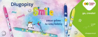 DŁUGOPIS WYMAZYWALNY SMILE, 0,5 MM, NIEBIESKI, HAPPY COLOR PUD A 12 GDD