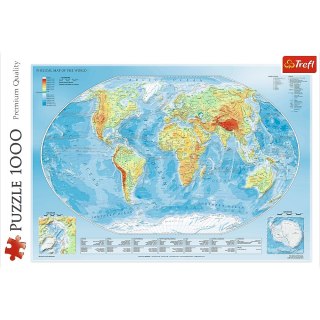 PUZZLE 1000 ELEMENTÓW MAPA FIZYCZNA ŚWIATA TREFL 10463 TR TREFL