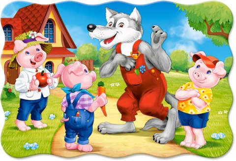 PUZZLE 20 MAXI PODŁOGOWE, KONTUROWE THREE LITTLE PIGS CASTORLAND C-02399 CASTOR