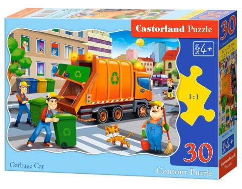 PUZZLE 30 ELEMENTÓW, KONTUROWE GARBAGE CAR CASTORLAND B-03778 CASTOR