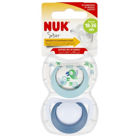 NUK SMOCZEK USPOKAJAJĄCY SILIKONOWY 18-36M STAR NIEB/BIAŁY OP.2 SZT. 10739734 NUK