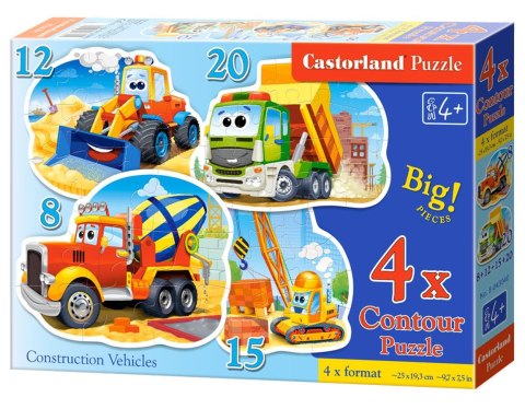 PUZZLE 4W1 /8-12-15-20/ KONTUROWE CONSTRUCTION VEHICLES CASTORLAND B-043040 CASTOR