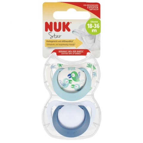 NUK SMOCZEK USPOKAJAJĄCY SILIKONOWY 18-36M STAR ZIEL/NIEBIESKI OP.2 SZT. 10177178 NUK