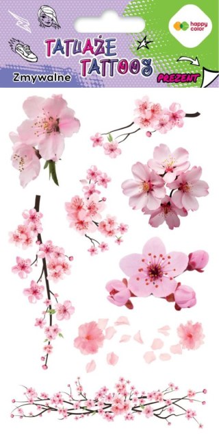 TATUAŻE ZMYWALNE SAKURA, ROZM. 100X200 MM, HAPPY COLOR B/C GDD