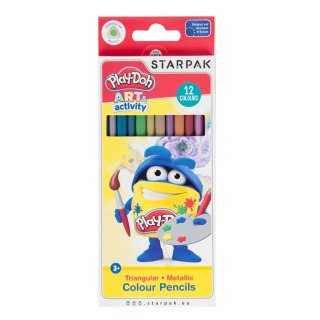 KREDKI OŁÓWKOWE 12 KOLORÓW METALIC TRÓJKĄTNE PLAY-DOH STARPAK 453910 STARPAK