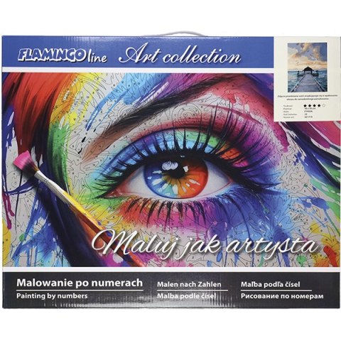 ZESTAW KREATYWNY MALOWANIE PO NUMERACH 40X50CM POMOST NAD MORZEM FLAMINGO LINE HASTA