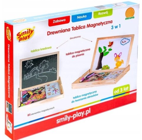 TABLICA MAGNETYCZNA 2STRONNA AKCESORIA DREWNIANA 30X4X23 PLX SMILY PLAY 83929AN ANEK