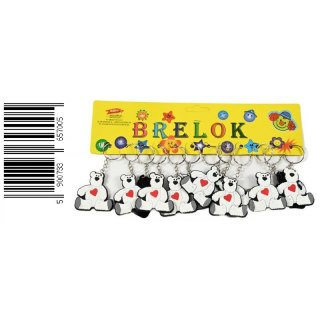 BRELOK GUMOWY MIŚ BIAŁY Z SERCEM 5 CM OP.12 SZT. MIDEX D43144 TOYS