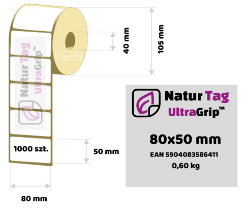 Etiqueta térmica 80x50mm