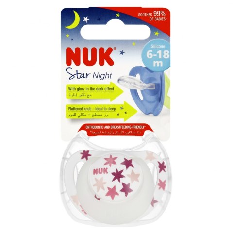 NUK SMOCZEK USPOKAJAJĄCY SILIKONOWY 6-18 M STAR NIGHT MIX 10736752 NUK