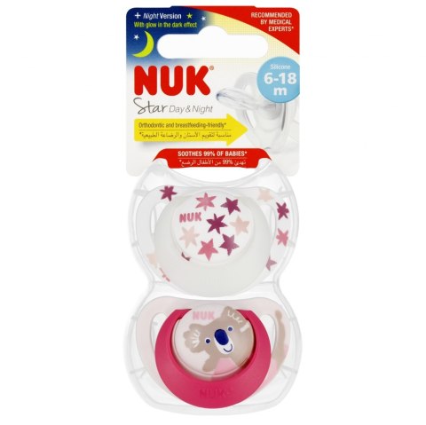 NUK SMOCZEK USPOKAJAJĄCY SILIKONOWY 6-18M STAR DAY&NIGHT MIX 10736727 NUK