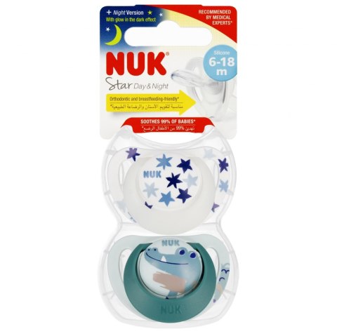 NUK SMOCZEK USPOKAJAJĄCY SILIKONOWY 6-18M STAR DAY&NIGHT MIX 10736727 NUK