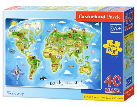 PUZZLE 40 MAXI PODŁOGOWE WORLD MAP CASTORLAND B-040117 CASTOR