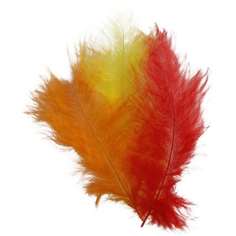 PLUMAS DECORATIVAS ROJAS, NARANJAS, AMARILLAS 50 UDS. SERIE TITANUM CRAFT-FUN